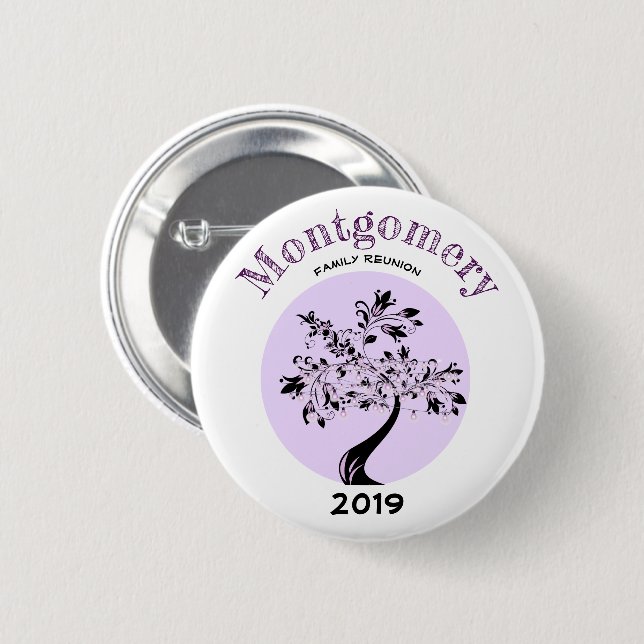 Family Reunion Modern Purple Tree Artwork Memento 6 Cm Round Badge (Front & Back)