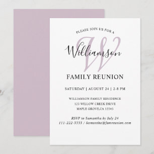 Family Reunion Monogram Simple Invitation