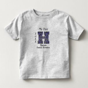Family Reunion Mosaic Letter H Last Name Monogram Toddler T-Shirt