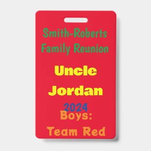 Family Reunion Name Card  ID Badge