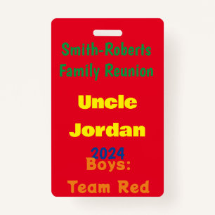 Family Reunion Name Card  ID Badge