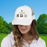 Family reunion name monogram photo collage trucker hat<br><div class="desc">Personalise and add your monogram letter,  family name,  and family reunion year.  Black coloured letters. Add 3 of your own photos.
This cap is also available in our store with the monogram only.</div>