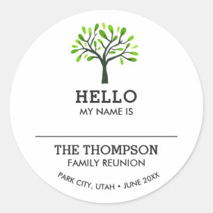 Family Reunion Name Tag Hello Family Tree Custom