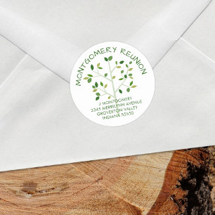 Family Reunion Name Year Family Tree Classic Round Sticker