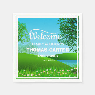 Family Reunion Nature Scene Lake Custom Napkin