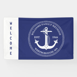 Family Reunion Nautical Anchor Blue Welcome Banner
