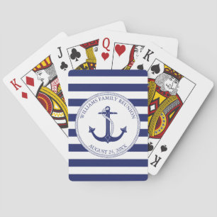 Family Reunion Nautical Anchor Monogram Name Playing Cards