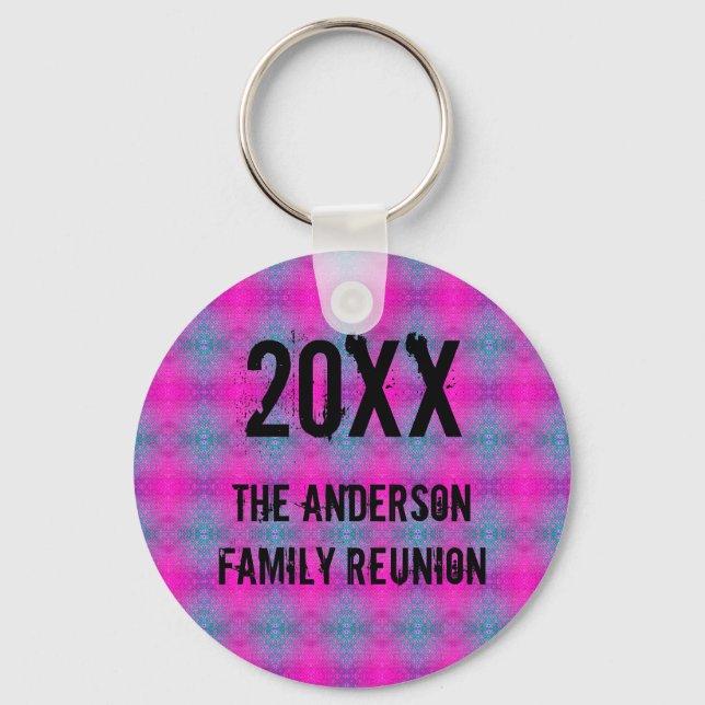 Family Reunion Neon Tie Dye Annual Picnic Key Ring (Front)