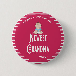 Family Reunion Newest Grandma It's A Boy! 6 Cm Round Badge