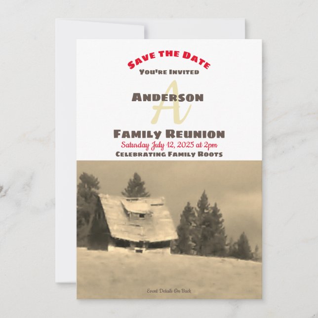 Family Reunion Old Homestead Invitation Save Date (Front)