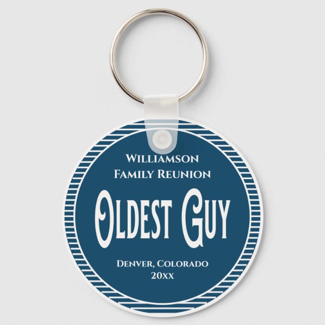 Family Reunion Oldest Guy Award Key Ring (Front)