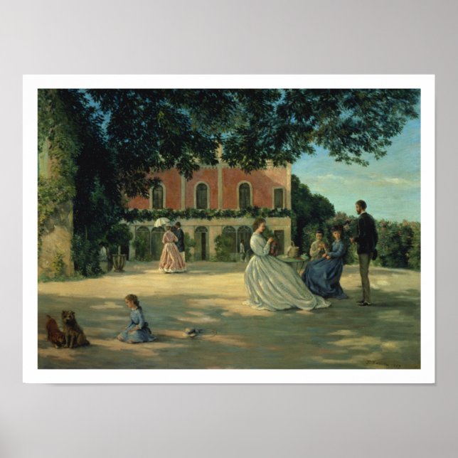 Family Reunion on the Terrace at Meric, 1867 Poster (Front)