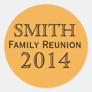 Family Reunion Orange Background Classic Round Sticker