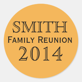Family Reunion Orange Background Classic Round Sticker