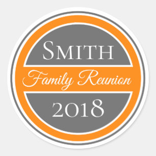 Family Reunion Orange Badge Classic Round Sticker