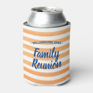 Family Reunion Orange White Stripes Can Cooler