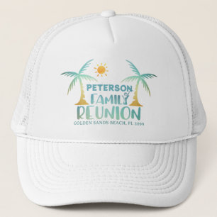 Family Reunion Palm Tree Beach Name Trucker Hat
