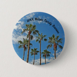 Family Reunion Palm Trees and Blue Sky Paradise 6 Cm Round Badge