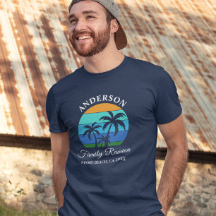 Family Reunion Palm Trees Summer Beach Blue Tri-Blend Shirt