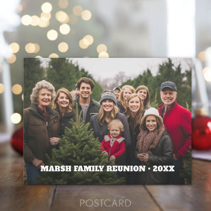 Family Reunion Panoramic Photo with Type Holiday Postcard