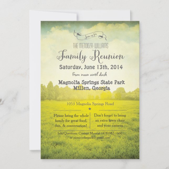 Family Reunion Park Invitation (Front)