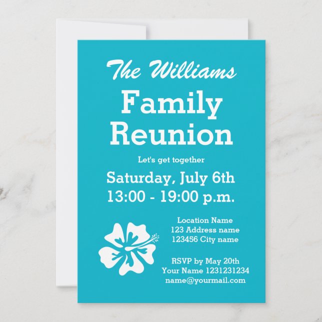 Family reunion party invitations with cute flower (Front)