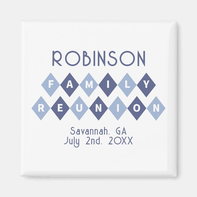 Family Reunion Party Keepsake Colourful Modern Blu Magnet (Front)
