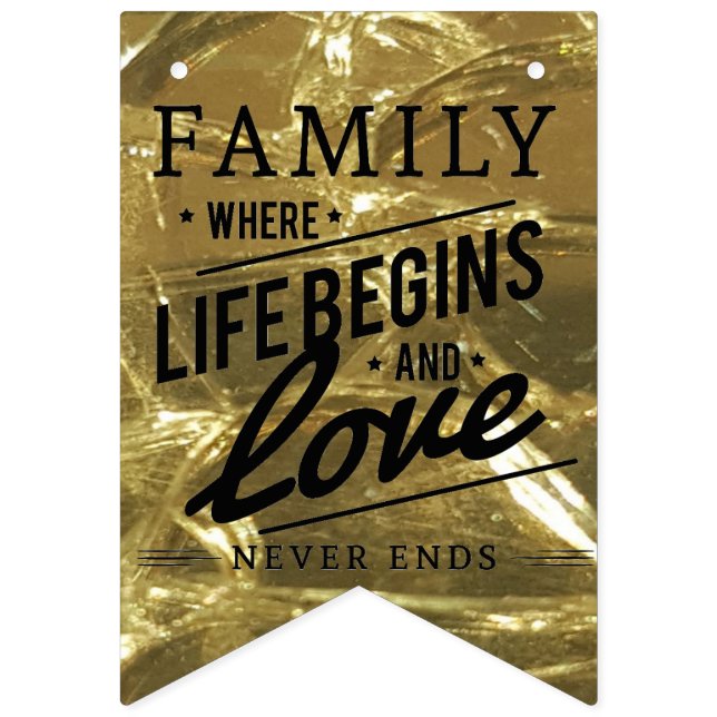 Family Reunion Party Love Pride Gold Typography Bunting (First Flag)