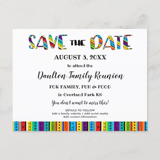 Family Reunion Party Or Event Fun Save The Date Announcement Postcard Zazzle Co Uk