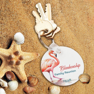 Family Reunion Pastel Flamingo Annual Keepsake Key Ring