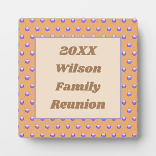Family Reunion Peach Blue Polka Dot Event Plaque