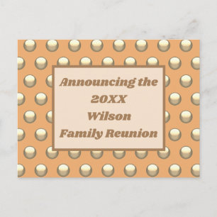 Family Reunion Peach Gold Polka Dot Summer Invite Postcard
