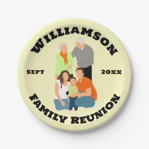 Family Reunion Personalise name date font Paper Plate