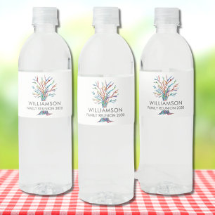  Family Reunion Personalised Family Tree  Water Bottle Label