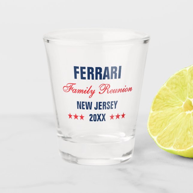 Family Reunion Personalised Typography Keepsake Shot Glass (Front)