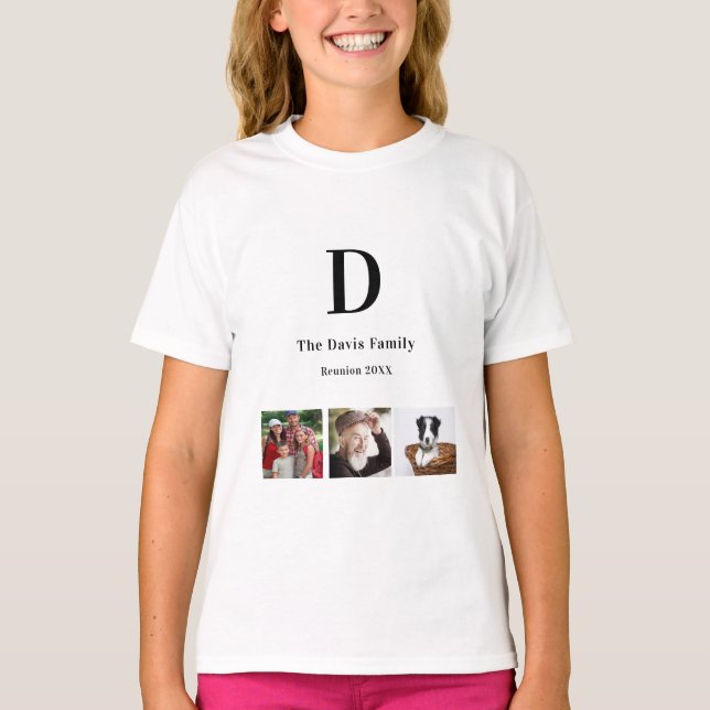 Family reunion photo collage monogram initial T-Shirt (Front)