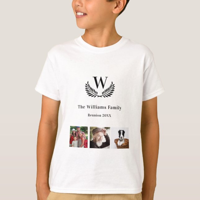 Family reunion photo collage monogram kids T-Shirt (Front)