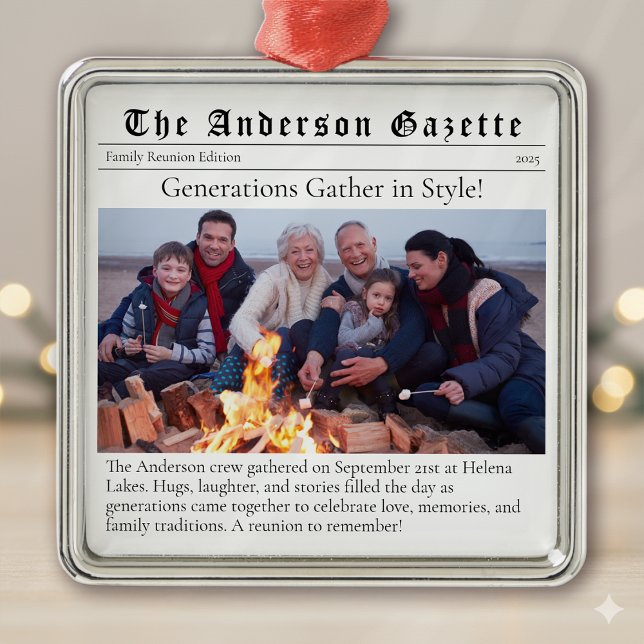 Family Reunion Photo Keepsake Newspaper Metal Tree Decoration (Creator Uploaded)