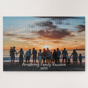 Family Reunion Photo Personalise Name Jigsaw Puzzle