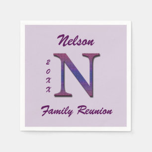 Family Reunion Picnic Colourful Letter N Monogram Napkin