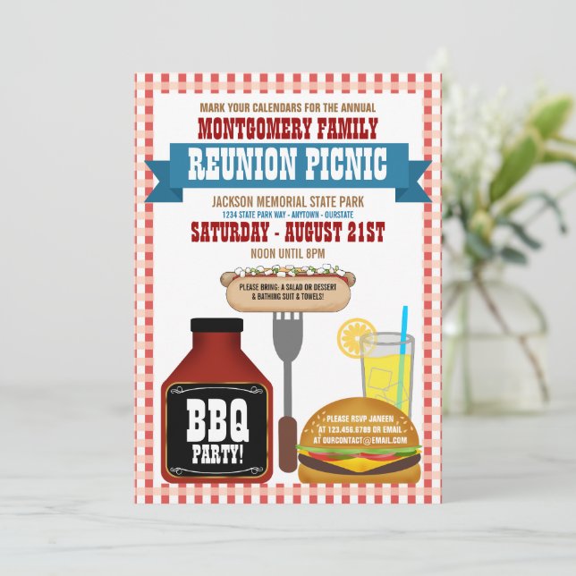 Family Reunion Picnic Invitations (Standing Front)
