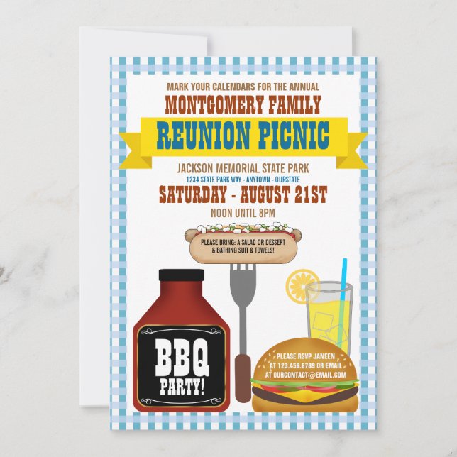 Family Reunion Picnic Invitations (Front)