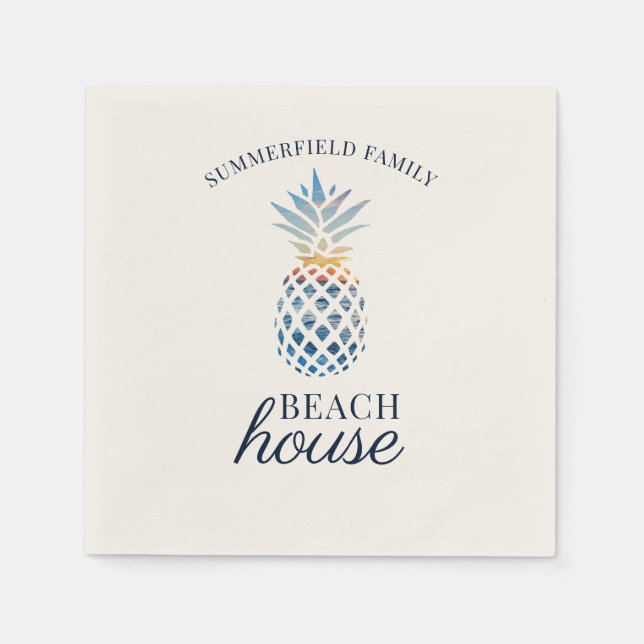 Family Reunion Pineapple Tropical Beach House Napkin (Front)
