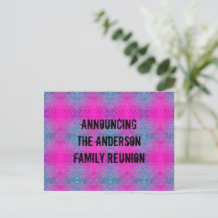 Family Reunion Pink Blue Tie Dye Announcement Postcard