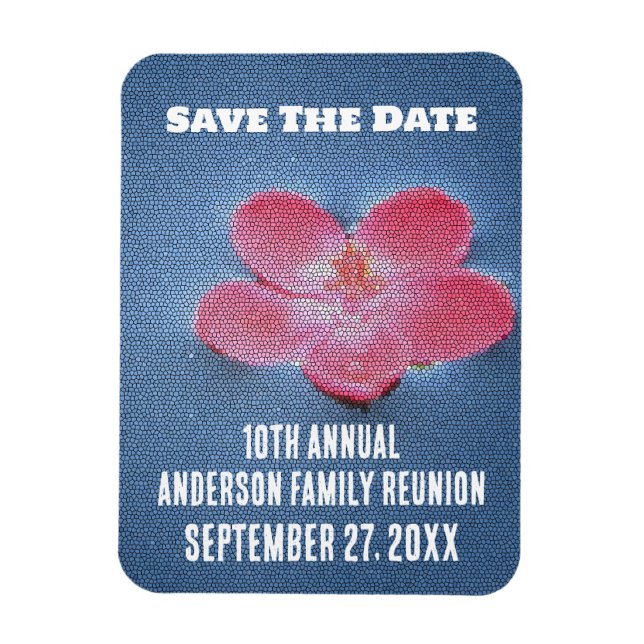 Family Reunion Pink Blue Vacation Save The Date Magnet (Vertical)
