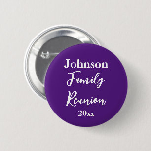 Family Reunion Purple and White Name Year Template 6 Cm Round Badge