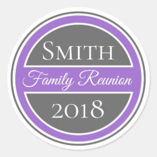 Family Reunion Purple Badge Classic Round Sticker