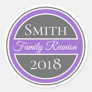 Family Reunion Purple Badge Classic Round Sticker