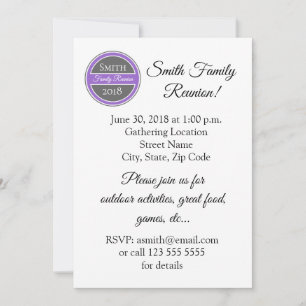 Family Reunion Purple Badge Invitation