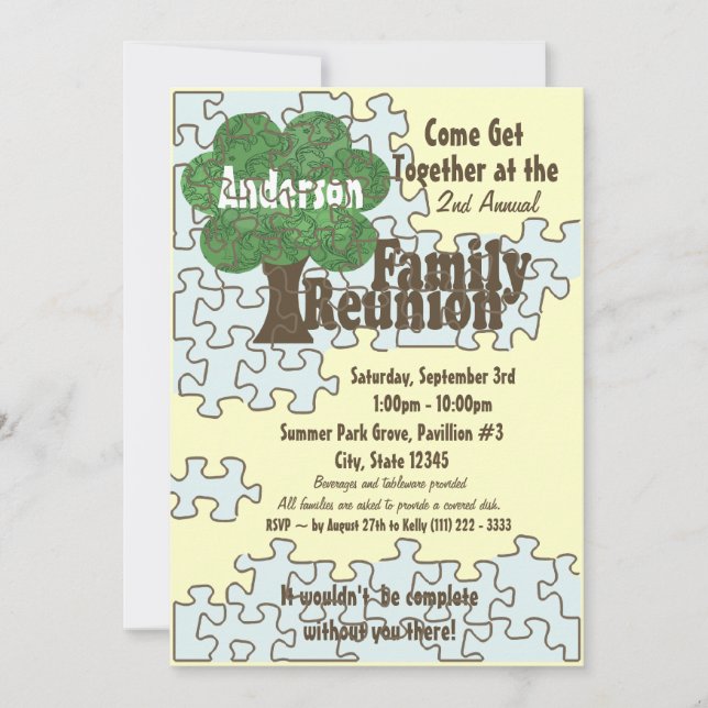 Family Reunion Puzzle Invitation (Front)